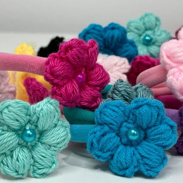 Crocheted Flower Hair Scrunchie